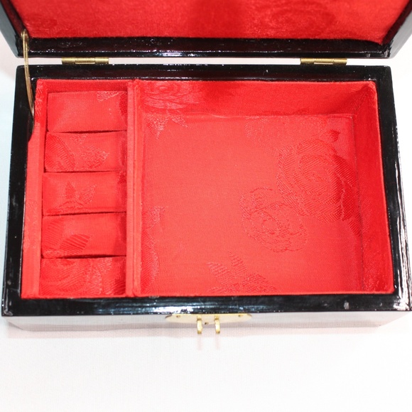 VTG Asian Pagoda Crane 3D Handcrafted Jewelry Décor Box #129 - Picture 7 of 8